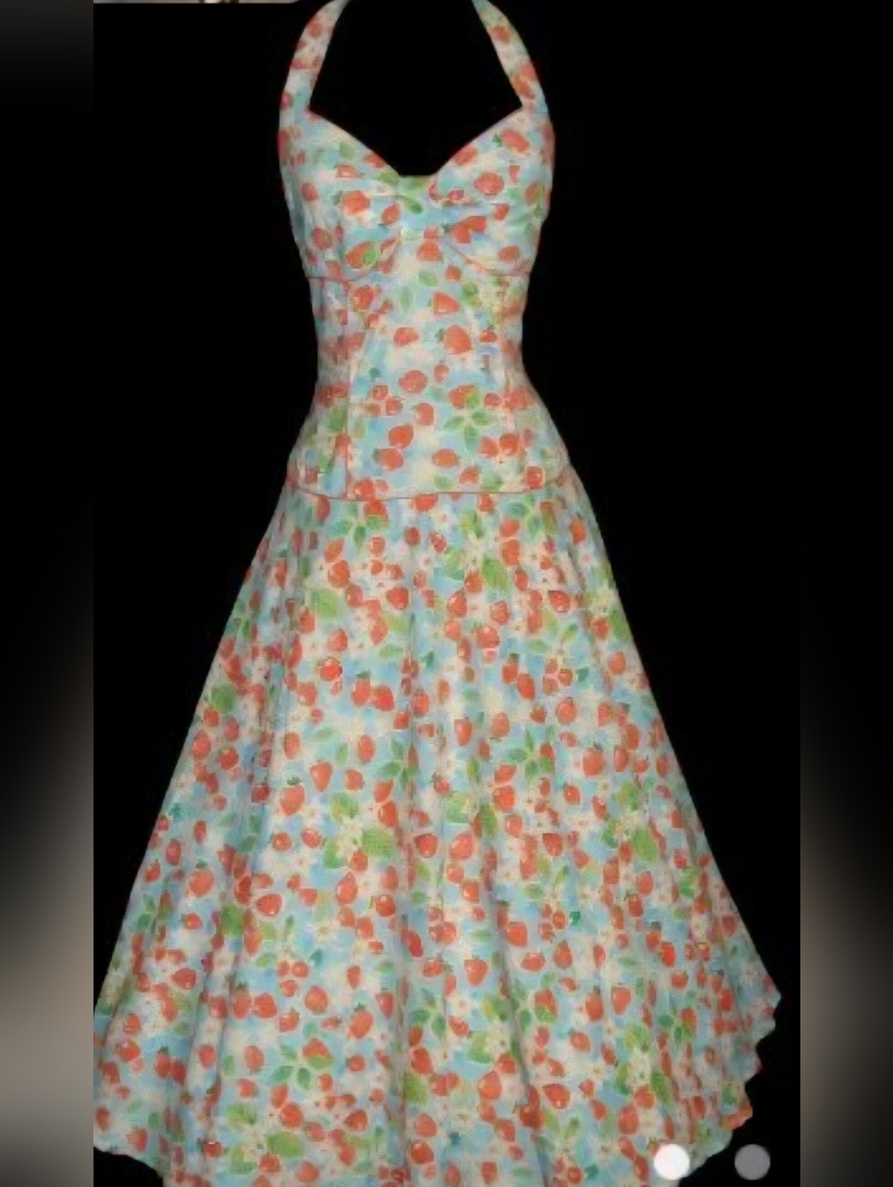 Retro, 1950s Style Swing, Halter Dress, Strawberries, Size 6